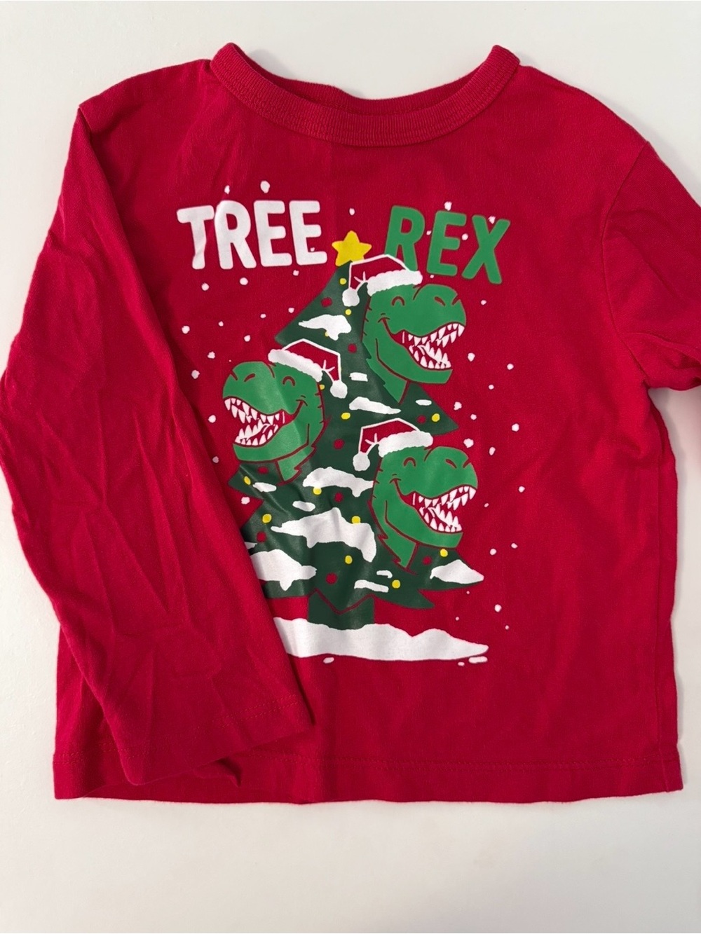 Kids Red 'Tree Rex' Holiday Graphic Long-Sleeve Shirt
